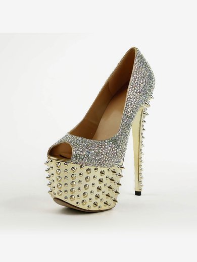 Women's  Real Leather Pumps with Crystal/Rivet #Milly03030490