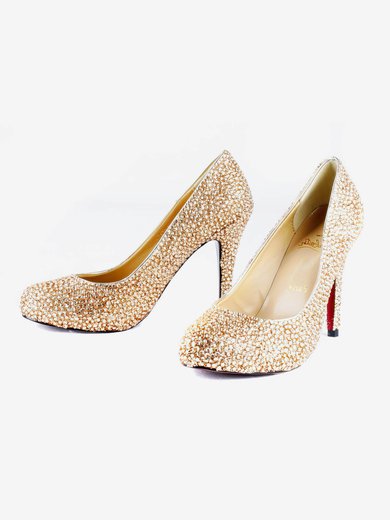 Women's  Real Leather Pumps with Crystal/Crystal Heel #Milly03030517
