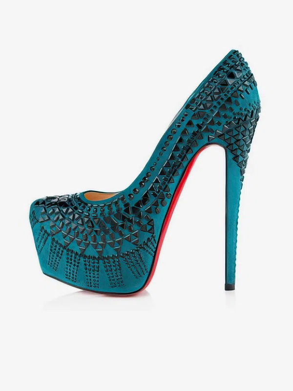 Women's Turquoise Suede Pumps with Rivet #Milly03030520