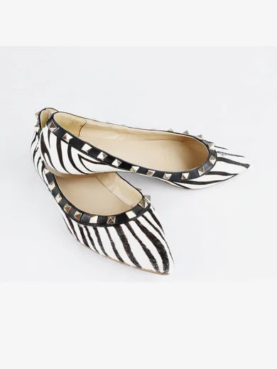Women's Multi-color Leatherette Flats with Rivet/Animal Print #Milly03030534
