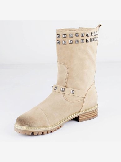 Women's Khaki Suede Mid-Calf Boots with Buckle/Rivet #Milly03030535