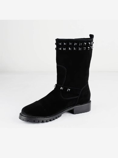 Women's Black Suede Ankle Boots with Rivet #Milly03030536