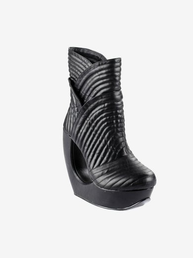 Women's Black Real Leather Closed Toe with Ruched #Milly03030544