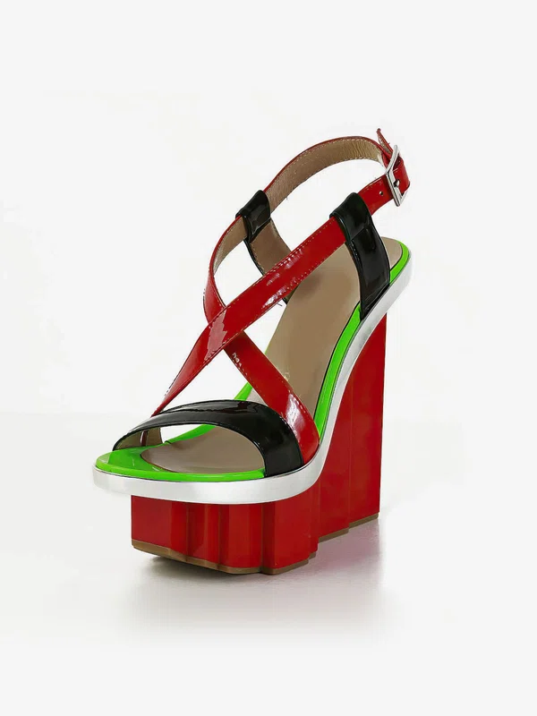 Women's Multi-color Patent Leather Sandals with Buckle #Milly03030560