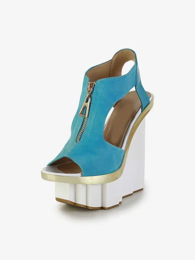 Women's Multi-color Suede Peep Toe with Zipper/Hollow-out #Milly03030561