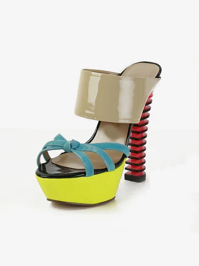 Women's Mint Green Patent Leather Pumps with Split Joint #Milly03030563