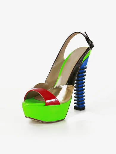 Women's Multi-color Patent Leather Pumps with Buckle/Split Joint #Milly03030564