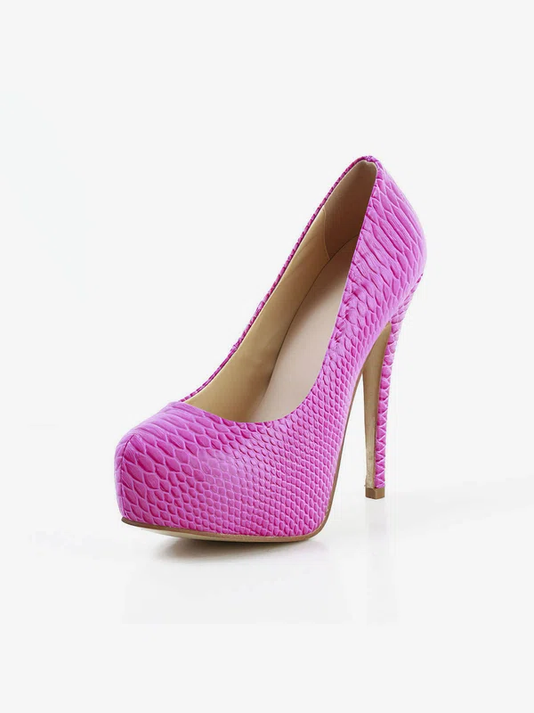 Women's Fuchsia Real Leather Pumps with Animal Print #Milly03030576