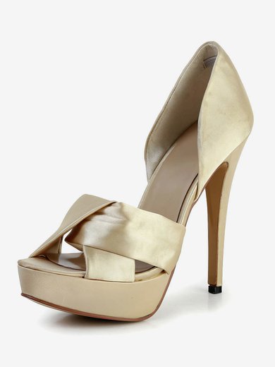 Women's Champagne Satin Pumps #Milly03030580