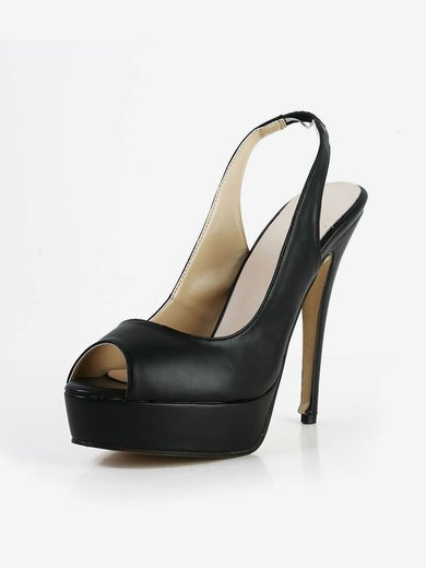 Women's Black Real Leather Pumps #Milly03030586