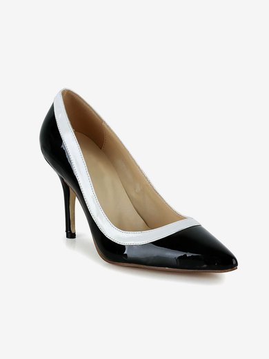 Women's Black Patent Leather Pumps with Split Joint #Milly03030616