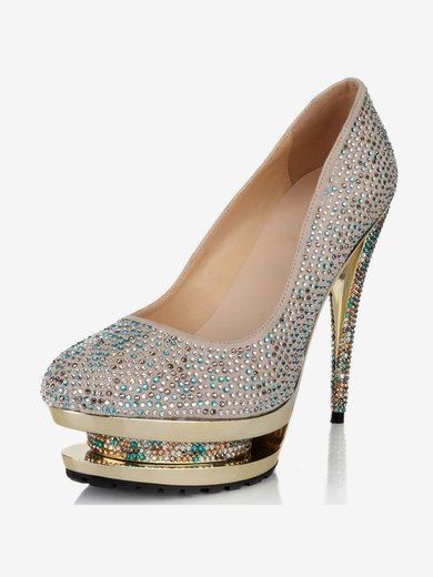 Women's Multi-color Suede Pumps with Crystal/Crystal Heel #Milly03030627