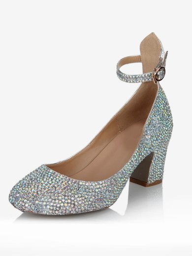 Women's Multi-color Real Leather Pumps with Buckle/Crystal/Crystal Heel #Milly03030631