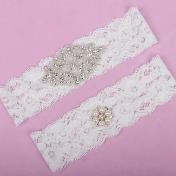 Lace Garters with Pearl/Crystal #Milly03090001