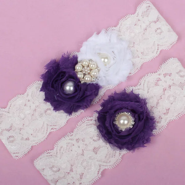Lace Garters with Imitation Pearls/Flower/Crystal #Milly03090014
