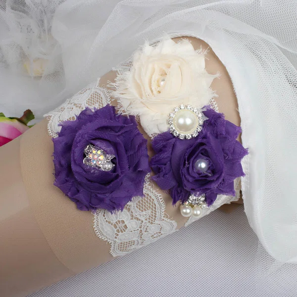 Lace Garters with Imitation Pearls/Flower/Crystal #Milly03090019