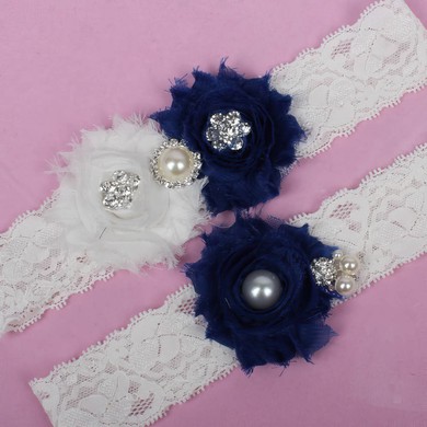 Lace Garters with Imitation Pearls/Flower/Crystal #Milly03090025