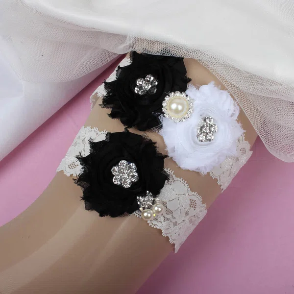 Lace Garters with Imitation Pearls/Flower/Crystal #Milly03090027