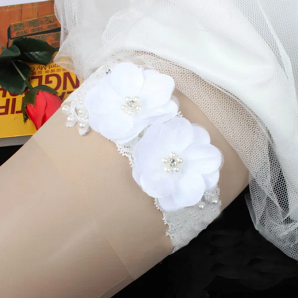 Lace Garters with Imitation Pearls/Flower #Milly03090028