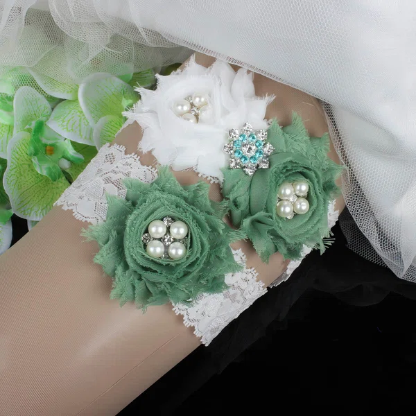 Lace Garters with Imitation Pearls/Flower/Crystal #Milly03090031