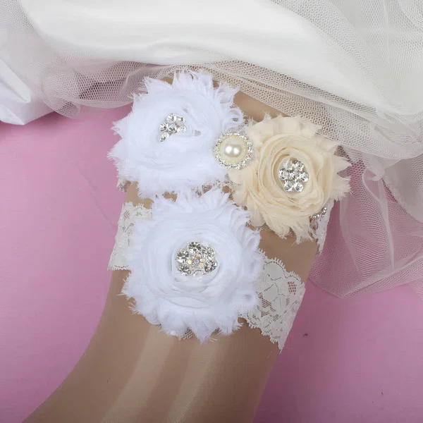 Lace Garters with Flower/Pearl/Crystal #Milly03090037