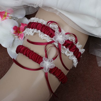 Polyester Garters with Lace/Bowknot/Imitation Pearls/Flower #Milly03090044