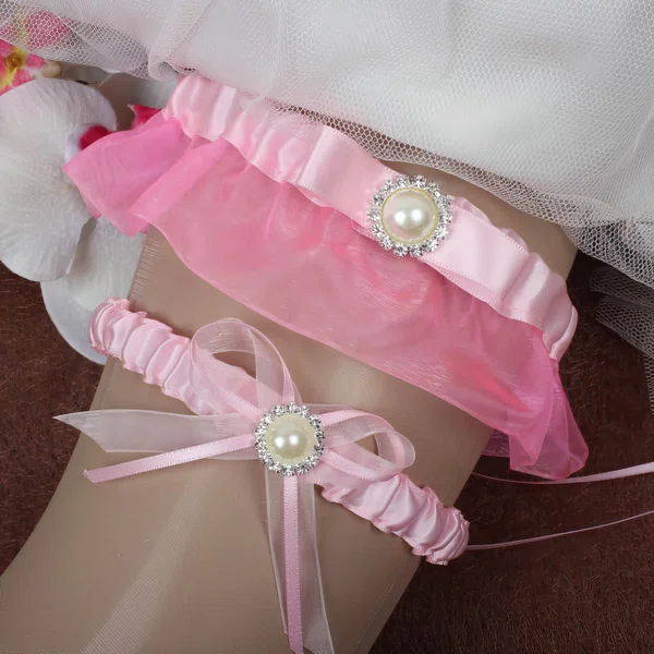 Ribbons Garter Skirt with Bowknot/Imitation Pearls/Crystal #Milly03090059