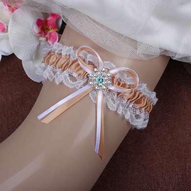 Satin Garters with Rhinestone/Bowknot #Milly03090065
