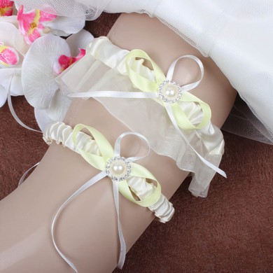 Satin Garter Skirt with Bowknot/Pearl/Crystal #Milly03090071
