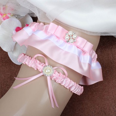 Satin Garter Skirt with Bowknot/Pearl/Crystal #Milly03090073