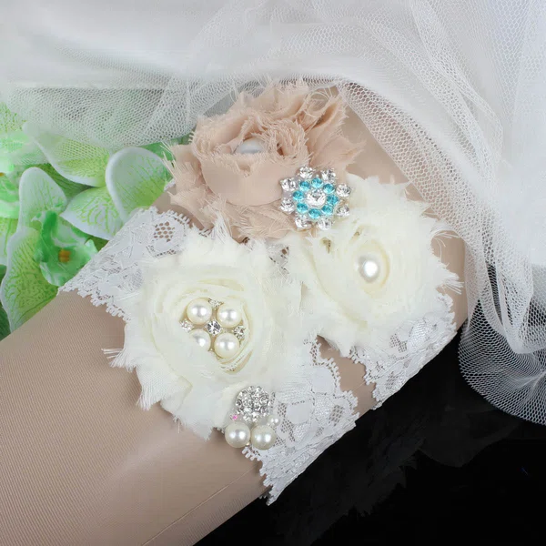Lace Garters with Flower/Pearl/Crystal #Milly03090080