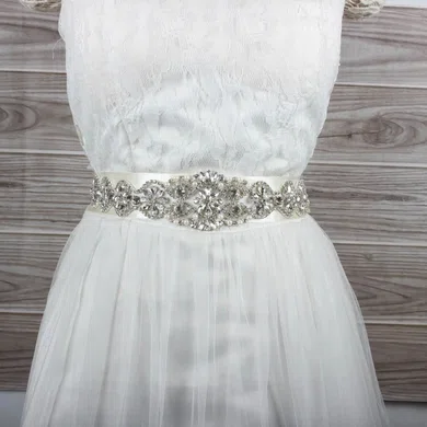 Women Charmeuse Beading/Imitation Pearls/Crystal Sashes #Milly03140005