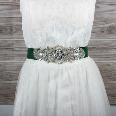 Women Charmeuse Beading/Crystal Sashes #Milly03140012