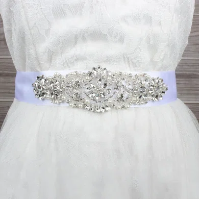 Women Charmeuse Beading/Imitation Pearls/Crystal Sashes #Milly03140019