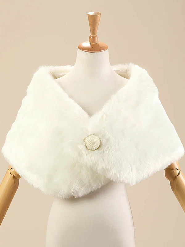 Faux Fur Sleeveless Shawl with Button #Milly03040013