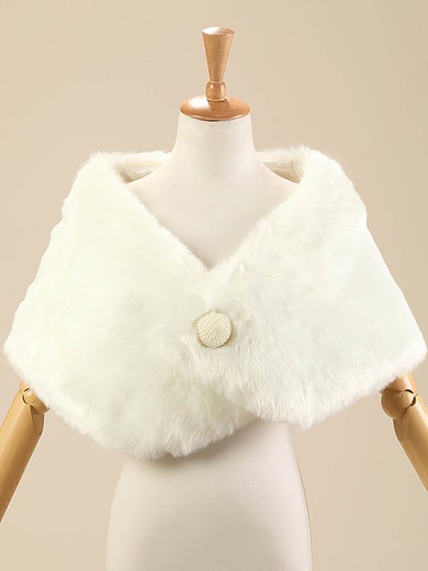 Faux Fur Sleeveless Shawl with Button #Milly03040013
