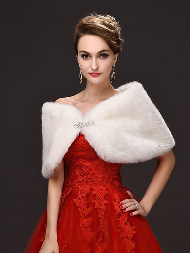 Faux Fur Sleeveless Shawl with Beading #Milly03040020