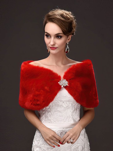 Faux Fur Sleeveless Shawl with Beading #Milly03040022
