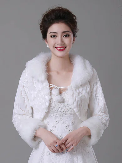 Faux Fur 3/4-Length Sleeve Wrap with Lace #Milly03040027