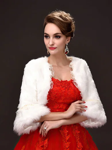 Faux Fur 3/4-Length Sleeve Wrap with Lace #Milly03040039