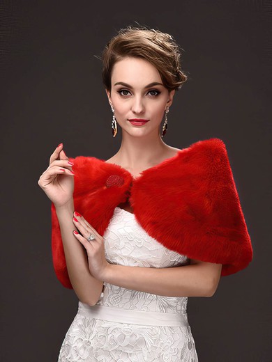 Faux Fur Sleeveless Shawl with Button #Milly03040051
