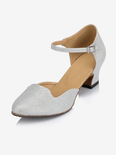 Women's Silver Sparkling Glitter Chunky Heel Pumps #Milly03030649