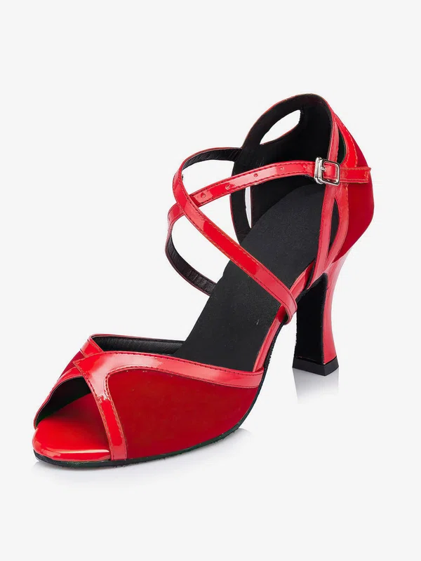 Women's Red Leatherette Kitten Heel Sandals #Milly03030651