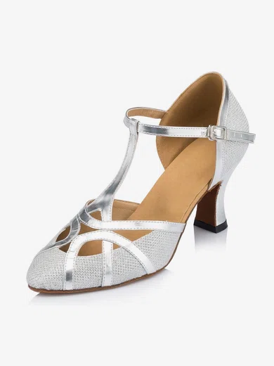 Women's White Sparkling Glitter Kitten Heel Pumps #Milly03030653
