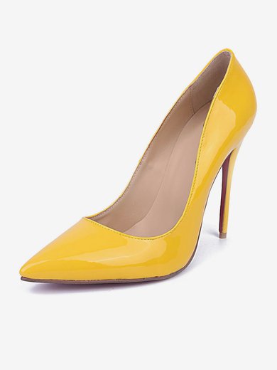 Women's Yellow Patent Leather Stiletto Heel Pumps #Milly03030668