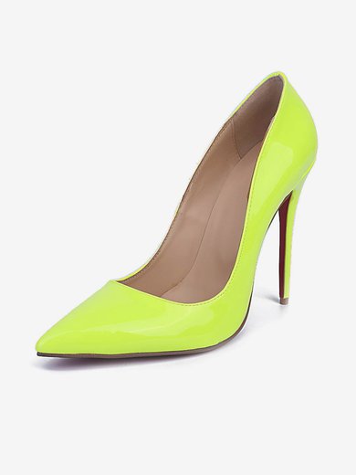 Women's Grass Green Patent Leather Stiletto Heel Pumps #Milly03030669