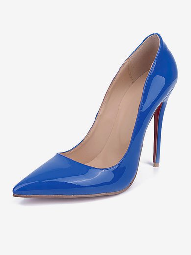 Women's Blue Patent Leather Stiletto Heel Pumps #Milly03030670