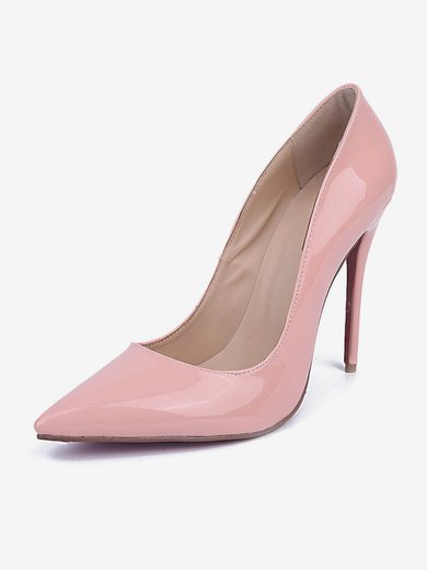 Women's Pale Pink Patent Leather Stiletto Heel Pumps #Milly03030673