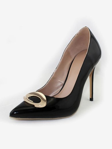 Women's Black Patent Leather Stiletto Heel Pumps #Milly03030677
