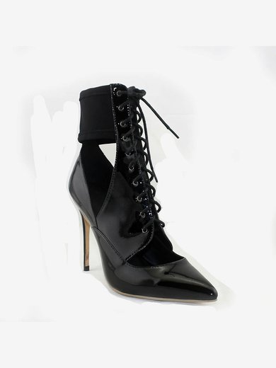 Women's Black Patent Leather Stiletto Heel Pumps #Milly03030678